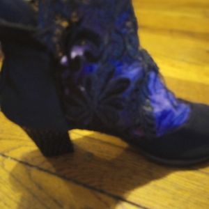 Ladies size 6 1/2 black lace see through boots